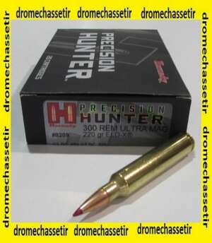 boite de 20 cartouches Hornady, 300 Remington Ultra Magnum, 220 grains Eld-x Precision Hunter