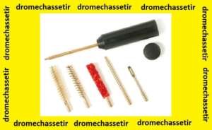 Kit de nettoyage pour arme de poing, baguette, 3 brosses, 1 passe chiffon avec tube de rangement, calibre 9mm, 357 Mag, 38 Sp