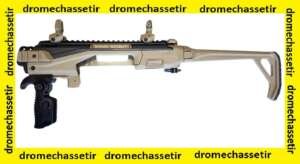 Kpos Fab Defense Scout pour Glock 17, 19, 22, 23, 25, 31 et 32 avec organede visée, crosse pliante, sacoche de transport, TAN