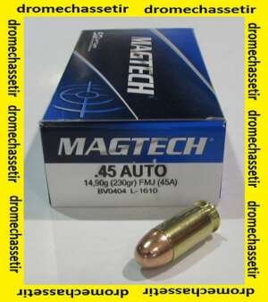 Boite de 50 cartouches Magtech, 45 ACP, 230 FMJ RN