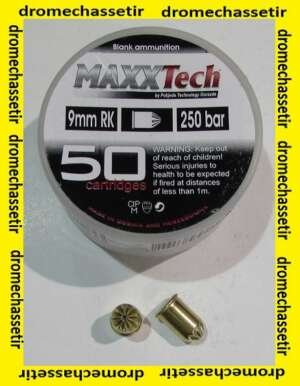 boite de 50 cartouches a blanc MAXXTECH, cal 380 P.A.K , MAXXTECH