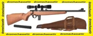 Pack carabine Mossberg Plinkster bois cal 22lr, avec lunette, silencieux et fourreau