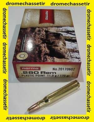 1 boite de 20 cartouches de calibre 280 Remington, de marque Norma, ogives Pointe Plastique de 170 grains
