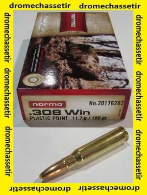 boite 20 cartouches Normacalibre 308 Winchester Plastic point 180 grains