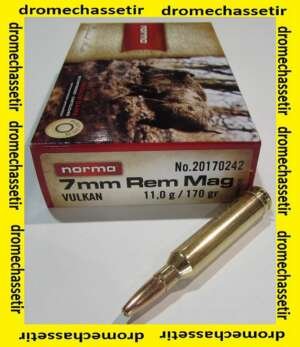 1 boite de 20 cartouche de calibre 7mm Remington Magnum, de marque Norma, ogives Vulkan de 170 grains