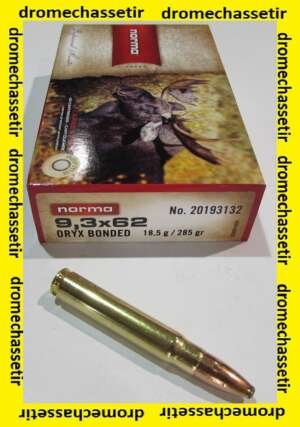 1 boite de 20 cartouches, Norma Oryx 285 grains, calibre 9,3x62
