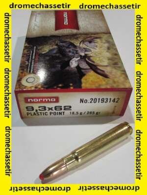 1 boite de 20 cartouche Norma, calibre 9,3x62 , Pointe Plastique 285 grains, 18,5 grammes