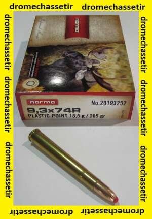 1 boite de 20 cartouches Norma, calibre 9,3x74R , Pointe Plastique 285 grains, 18,5 grammes