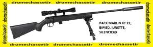 Pack carabine Marlin XT 22lr, lunette 3-9x32, silencieux et bipied