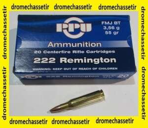 1 boite de 20 cartouches Partizan de calibre 222 Remington, 55 grains , FMJ BT