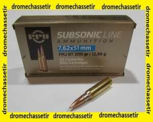 boite 20 cartouches Partizan de calibre 308 winchester 200 grains FMJBT subsonique
