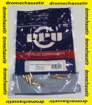 sachet de 100 ogives Partizan , cal 264 (6,5mm) FMJBT, 139 grains