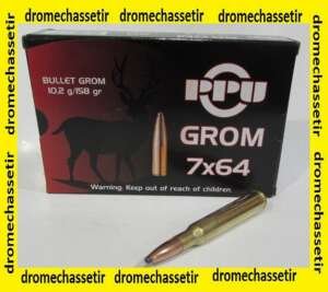 Boite 20 cartouches Partizan, cal 7x64 Grom, 158 grains