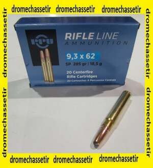 1 boite de 20 cartouches en 9,3x62, Partizan, 285 grains, soft Point SP