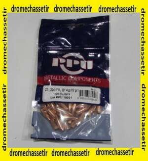sachet 100 Ogives Partizan cal 22 (0.224) 62 grains FMJBT