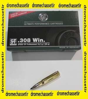 1 Boite de 20 cartouches RWS, calibre 308 Winchester, Speed Tip Pro, 165 grains