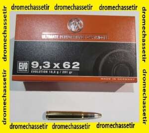 1 boite de 20 cartouches calibre 9,3x62 , EVO 291 grains, 18,8 grammes