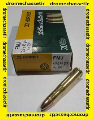 boite de 20 cartouches Sellier & Bellot, 22 Hornet , 45 grains FMJ