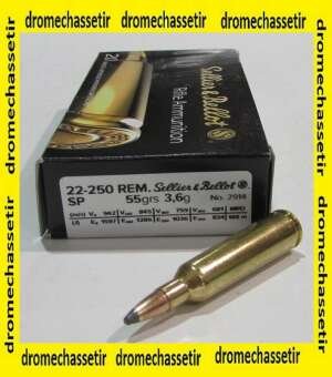 boite de 20 cartouches sellier & bellot , calibre 22-250 remington , 55 Grains SP,