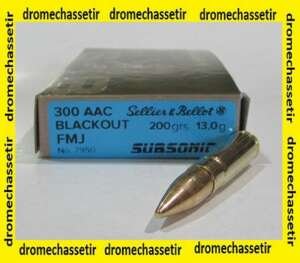 boite 20 cartouches Sellier & Bellot, cal 300 Blackout, FMJ 200 grains, subsonique