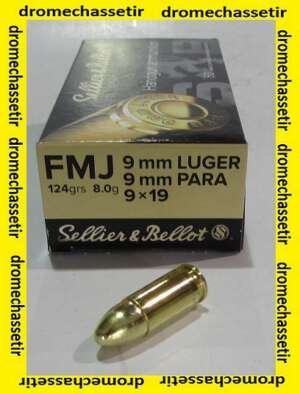 boites de 50 cartouches Sellier & Bellot , 9x19 Luger , FMJ, 124 Grains