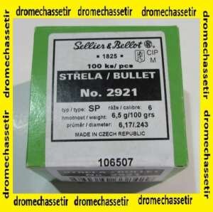 boite de 100 ogives Sellier & Bellot , cal 6,5mm, 100 Grains SP, ref 2921