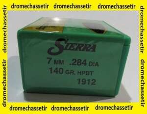 boite de 100 ogives Sierra ,7mm (0.284), 140grs HPBT, ref 1912