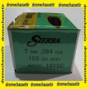 boite de 500 ogives Sierra ,7mm (0.284), 150grs HPBT Matchking , ref 1915C
