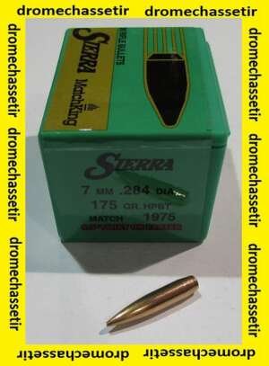 boite de 100 ogives Sierra ,7mm (0.284), 175grs HPBT Matchking , ref 1975
