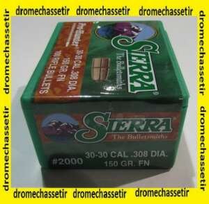 boite 100 sierra cal 30-30 , 150 grains , nez plat , ref 2000