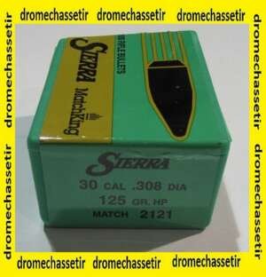 boite de 100 ogives Sierra .308, 125grs HP Matchking