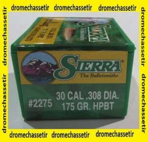 boite de 100 ogives Sierra .308, 175grs HPBT Matchking, ref 2275