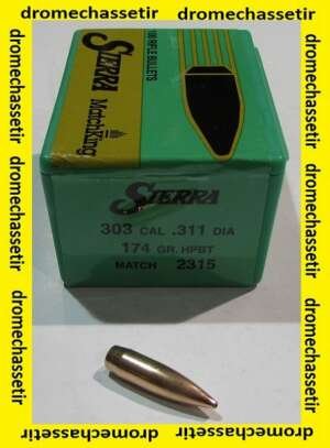 boite de 100 ogives Sierra .311, 174grs HPBT Matchking , ref 2315