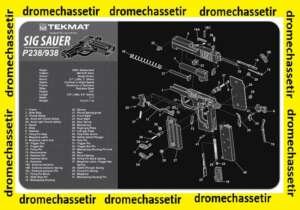 Tapis de nettoyage neoprene decor pistolet Sig Sauer P238