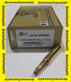 1 boite 20 cartouches de calibre 30-06, Sologne Subsonique 220 grains