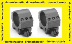 Anneaux bas extra large, diametre 30mm,pour rail picatinny en 21mm de largeur, noir