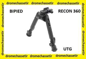 Bipied Medium UTG RECON 360° pour rail picatinny, 17cm à 23cm, reglable 5 positions, noir