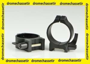 collier quick detach Warne, diametre 34mm, bas, Noir matte
