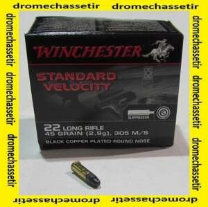 Boite 235 cartouches 22lr, Winchester, Standard Velocity Subsonique 45 grains