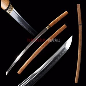 Katanas shirasaya T10 Option Bo-Hi & lame affiné. Sabre japonais avec vrai hamon - Saya en bois de Rose
