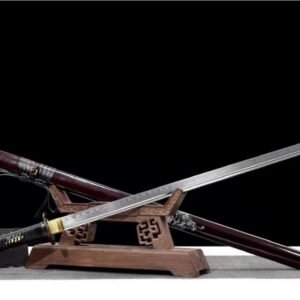 Wakizashi Ninjato Shirasaya en Acier T10 aiguisé. hamon (trempé à l'argile) et saya tête de mort