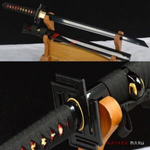 Wakizashi Tanjiro Ninjato fonctionnel T10. Anime bleach cosplay garde croix tsuba