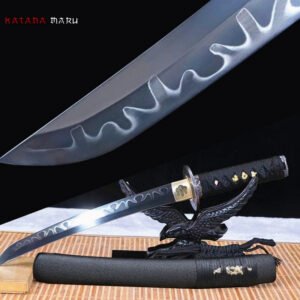 Tanto T10 Noir Saya et tsuka en peau de raie véritable. Véritable hamon (trempe à l'argile)