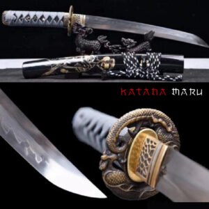 Tanto haut de gamme en acier T10. Véritable peau de raie & hamon (trempe à l'argile)