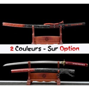 Katana Japonais en Acier Plié Laminé (Damas) - Lame Tranchante et Élégante