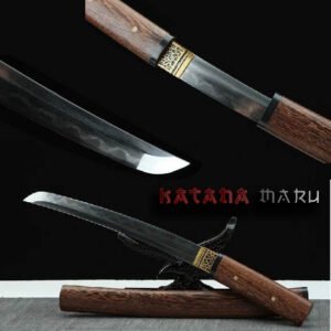 Tanto - Sabre Japonais Authentique en Acier Forgé à la Main, Lame Affûtée, Sabre en Bois de rose