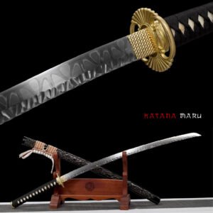 Katana Japonais Authentique, Lame T10 Acier Forgé à la Main, Peau de Raie Véritable, Tranchant Affûté