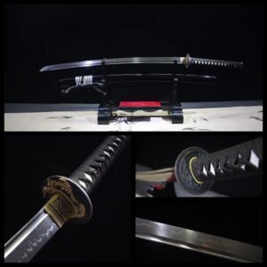 Véritable Katana Samurai Japonais, Acier T10 Trempé à l'Argile, Peau de Raie, Tranchant Affûté