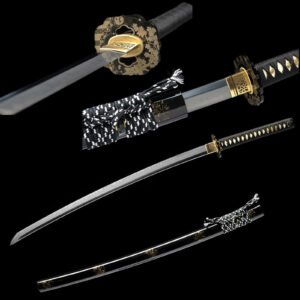 Véritable Katana Japonais en Acier T10 Trempé à l'Argile, Hamon Réel, Peau de Raie Authentique, Tranchant Aiguisé
