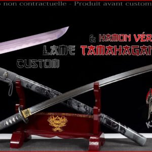 Katana custom en acier Tamahagane. Authentique sabre japonais.